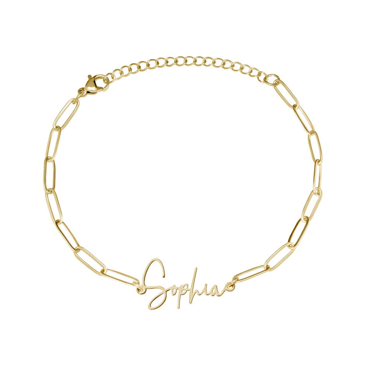 Paperclip Modern Script Anklet