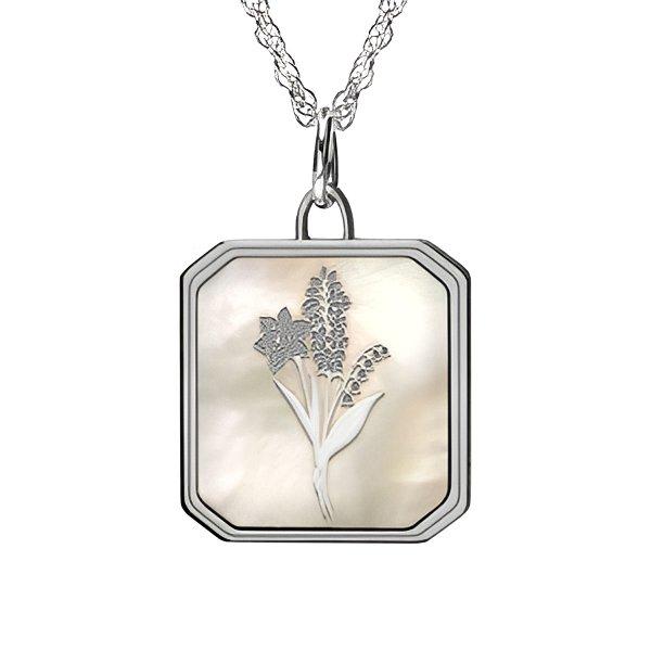 Personalized Birth Flower Square Necklace