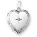 14k White Gold Heart Photo Locket with Diamond