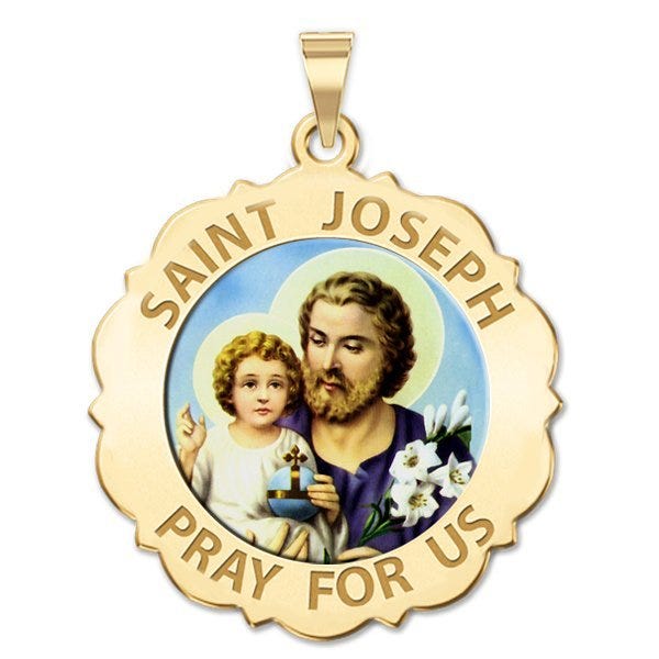Saint Joseph Scalloped Religious Medal "Color EXCLUSIVE"