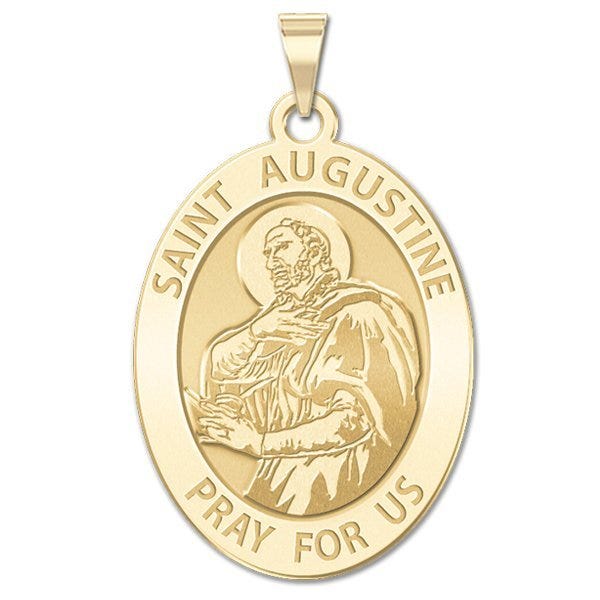 Saint Augustine of Hippo Oval Religious Medal