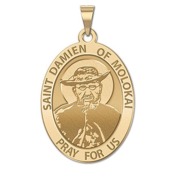 Saint Damien of Molokai OVAL Religious Medal  "EXCLUSIVE"