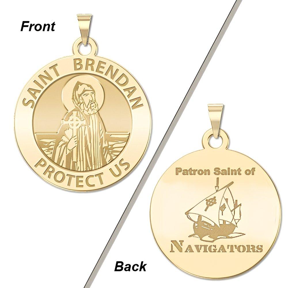 Saint Brendan Double Sided Navigator Round Religious Medal - "EXCLUSIVE"