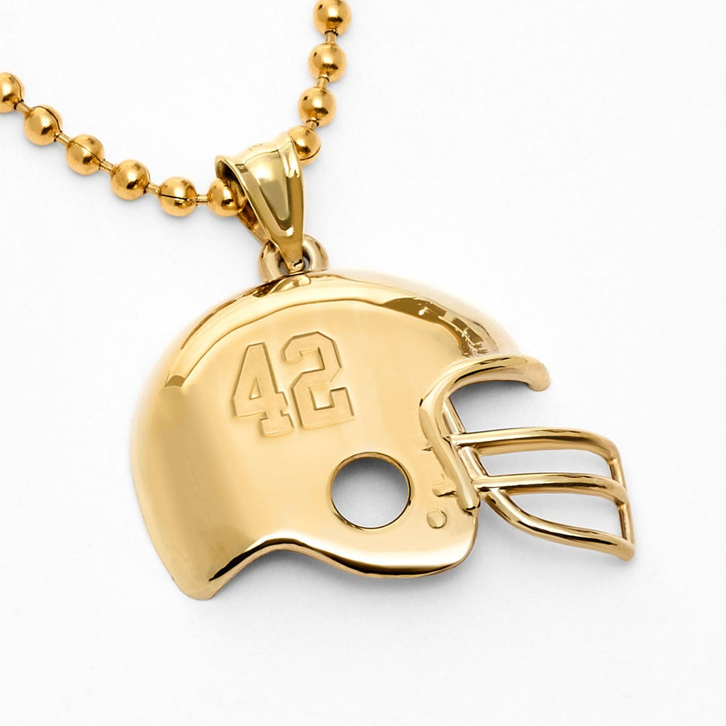 Personalized 3D Football Helmet with Number Charm or Pendant