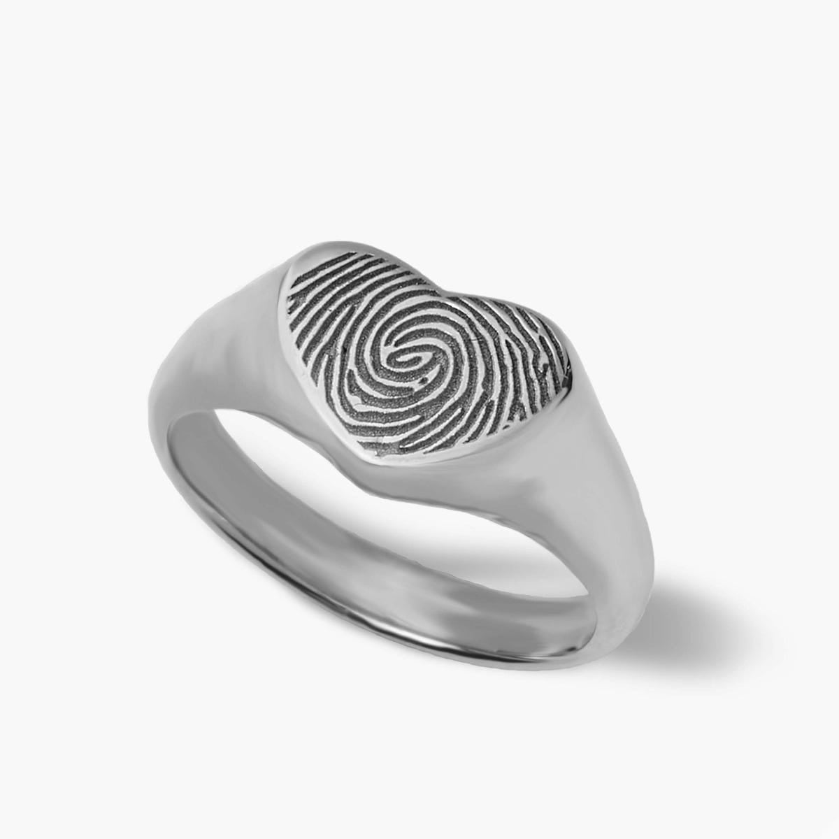 Custom Women's Fingerprint Heart Signet Ring