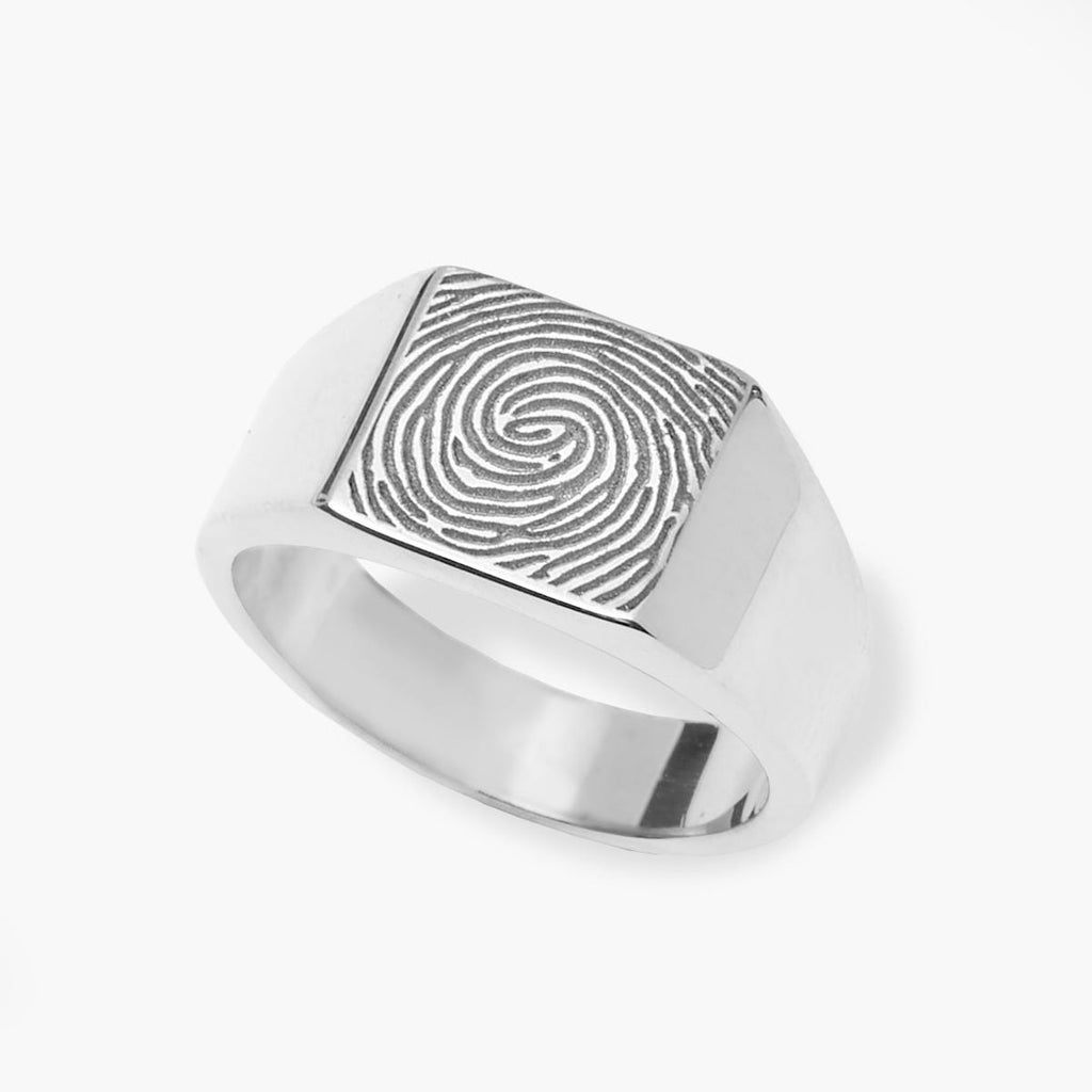 Custom Men's Fingerprint Signet Ring