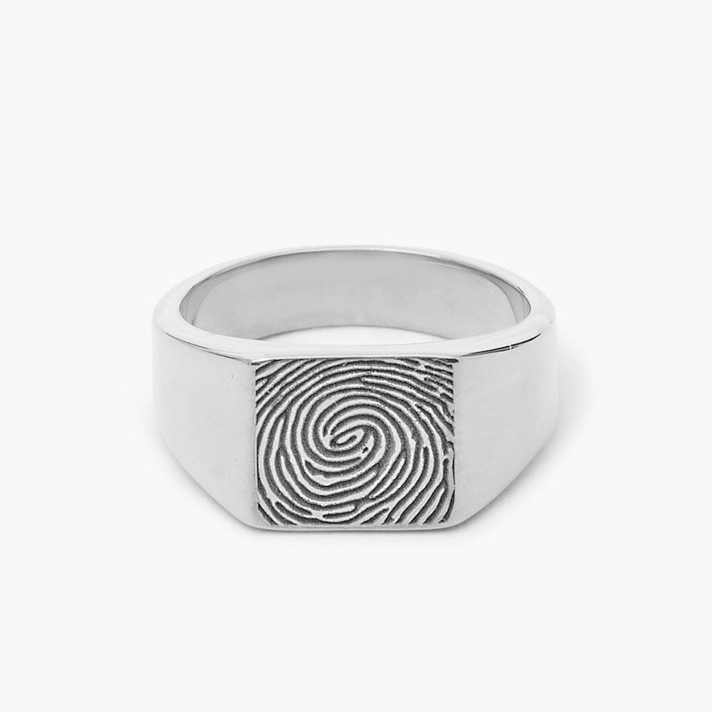Custom Men's Fingerprint Signet Ring