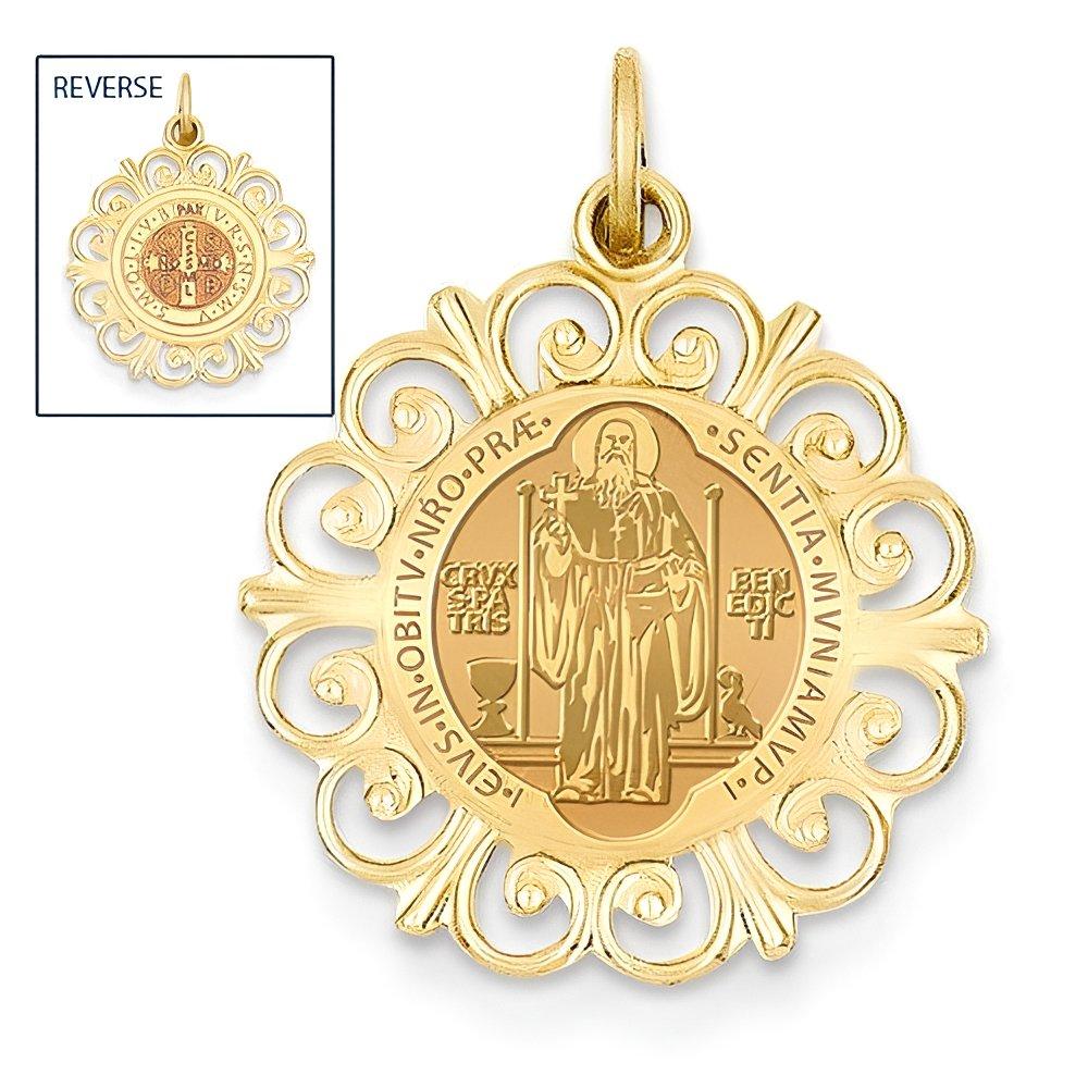 Saint Bendedict Double Sided Round Filigree Religious Medal