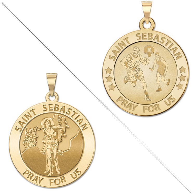 Basketball - Saint Sebastian Doubledside Sports Religious Medal "EXCLUSIVE"