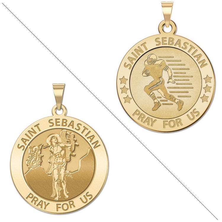 Football - Saint Sebastian Doubledside Sports Religious Medal "EXCLUSIVE"