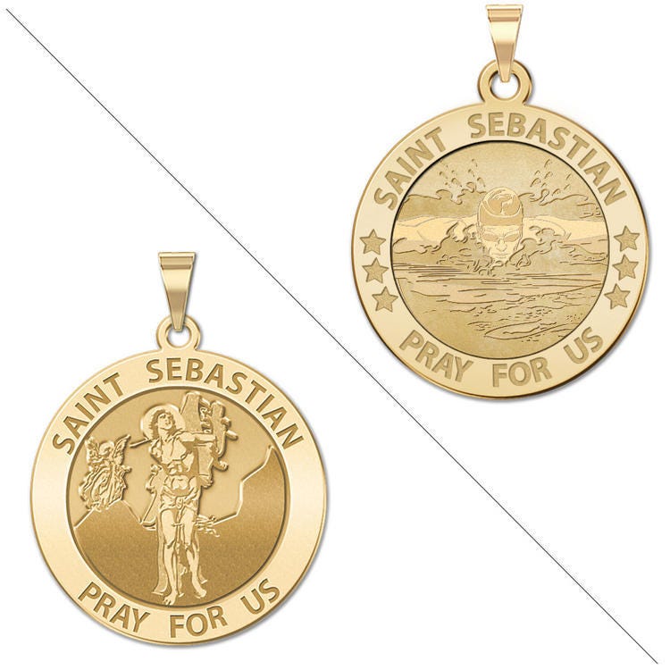 Male Swimmers - Saint Sebastian Doubledside Sports Religious Medal