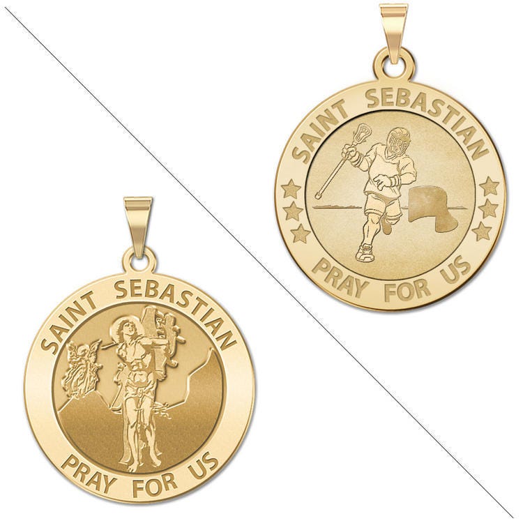 Lacrosse - Saint Sebastian Doubledside Sports Religious Medal "EXCLUSIVE"