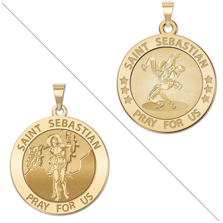 Wrestling - Saint Sebastian Doubledside Sports Religious Medal "EXCLUSIVE"