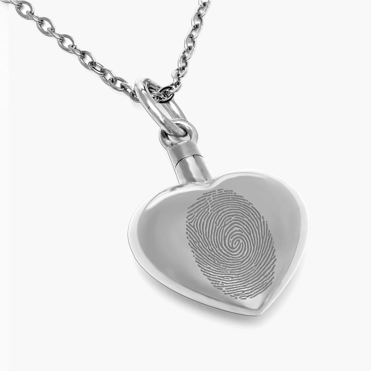 Sterling Silver Custom Fingerprint Heart Cremation or Ash Filler