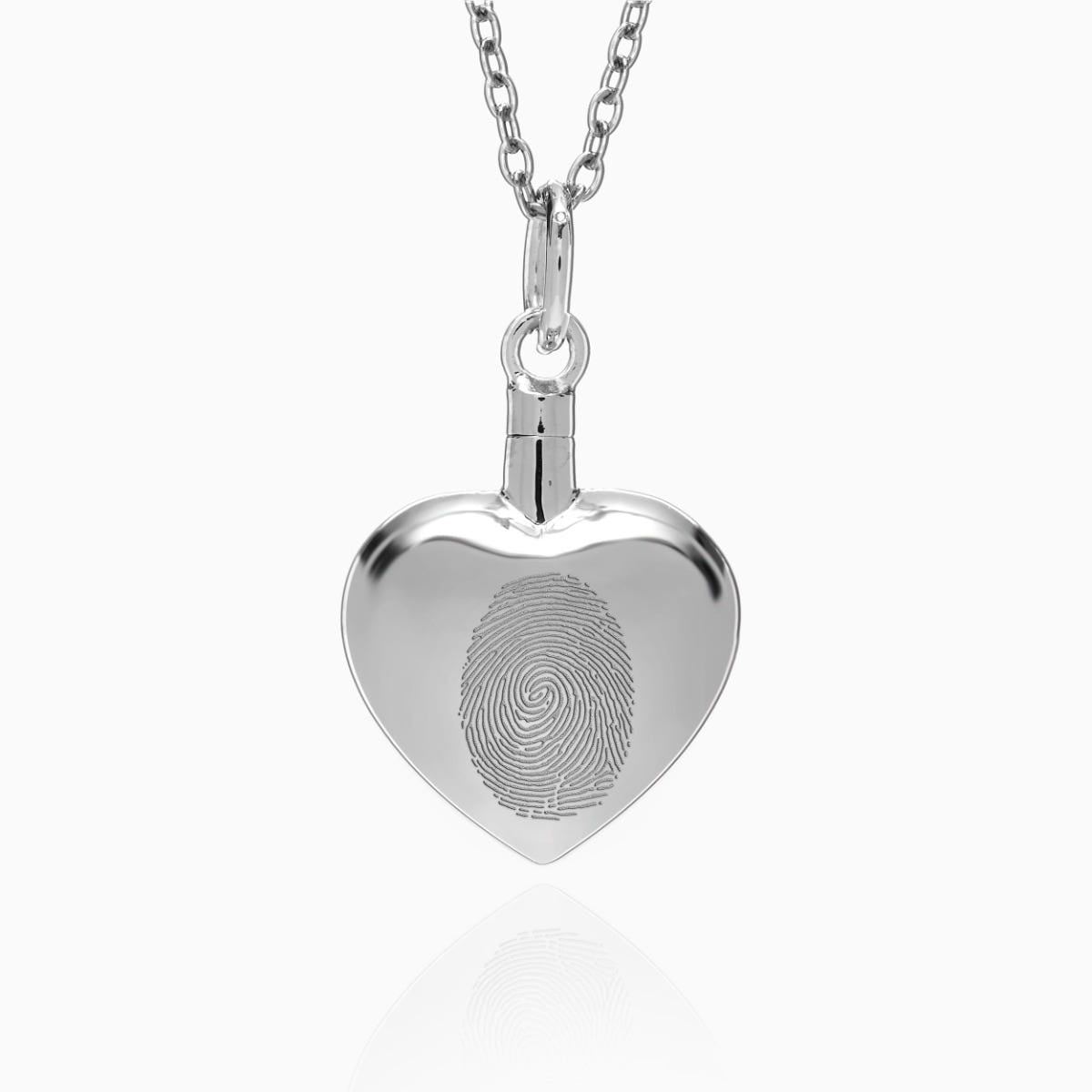Sterling Silver Custom Fingerprint Heart Cremation or Ash Filler