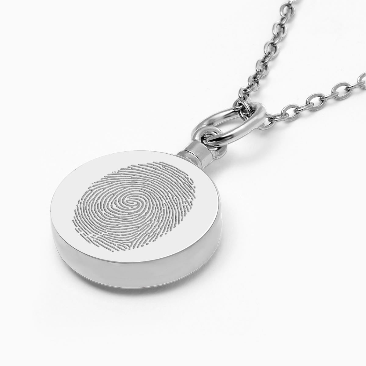 Sterling Silver Custom Fingerprint Round Cremation or Ash Filler