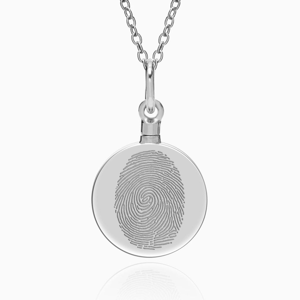 Sterling Silver Custom Fingerprint Round Cremation or Ash Filler