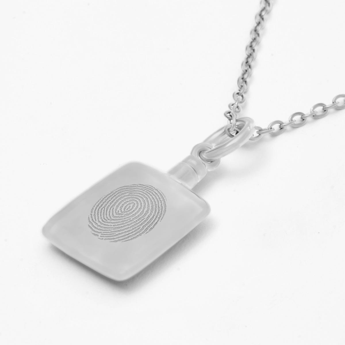 Sterling Silver Custom Fingerprint Rectangle Cremation or Ash Filler