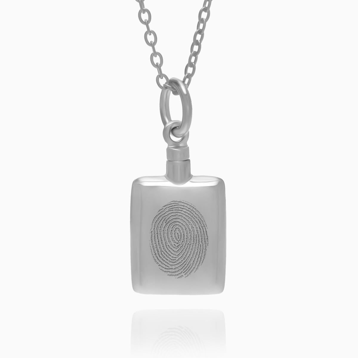 Sterling Silver Custom Fingerprint Rectangle Cremation or Ash Filler