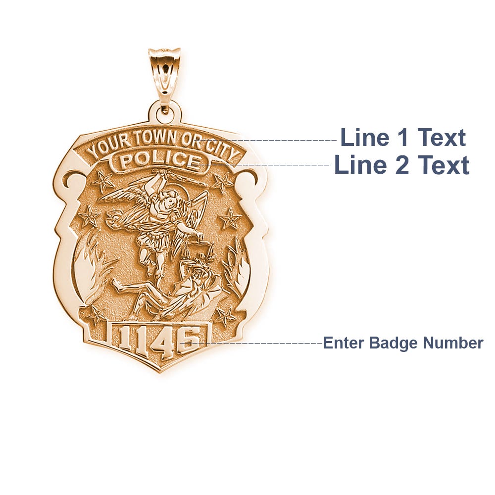 Saint Michael Personalized Police Badge with Department & Badge Number