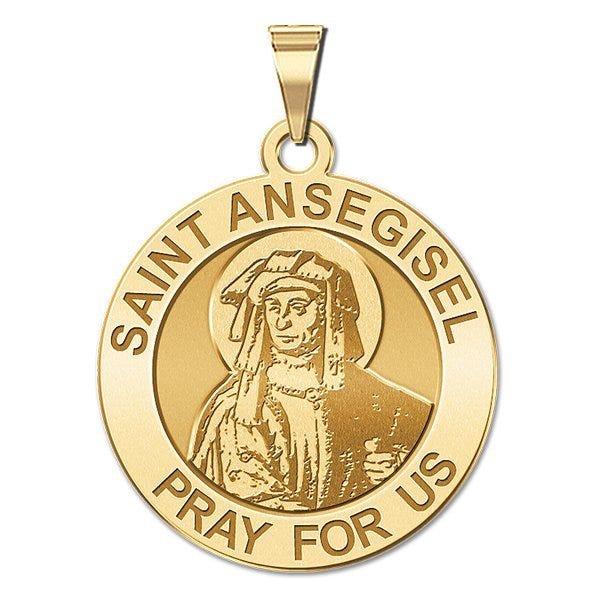 Saint Ansegise Round Religious Medal "EXCLUSIVE"