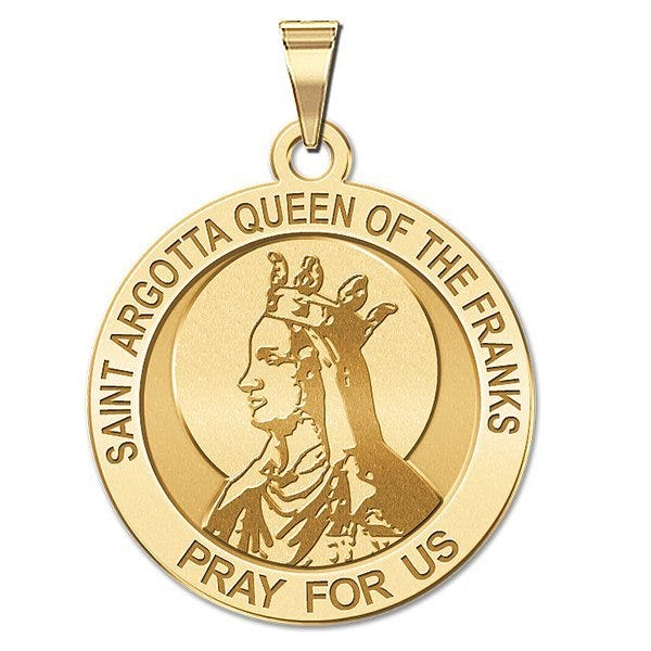 Saint Argotta Queen of the Franks Round Religious Medal - "EXCLUSIVE"