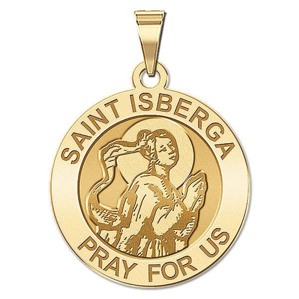 Saint Isberga Round Religious Medal  "EXCLUSIVE"
