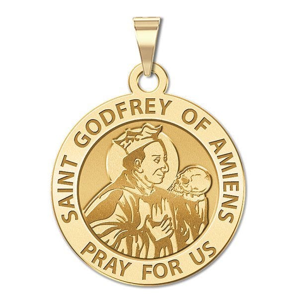 Saint Godfrey of Amiens Round Religious Medal "EXCLUSIVE"