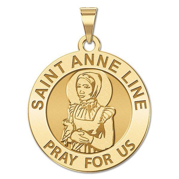 Saint Anne Line Round Religious Medal "EXCLUSIVE"