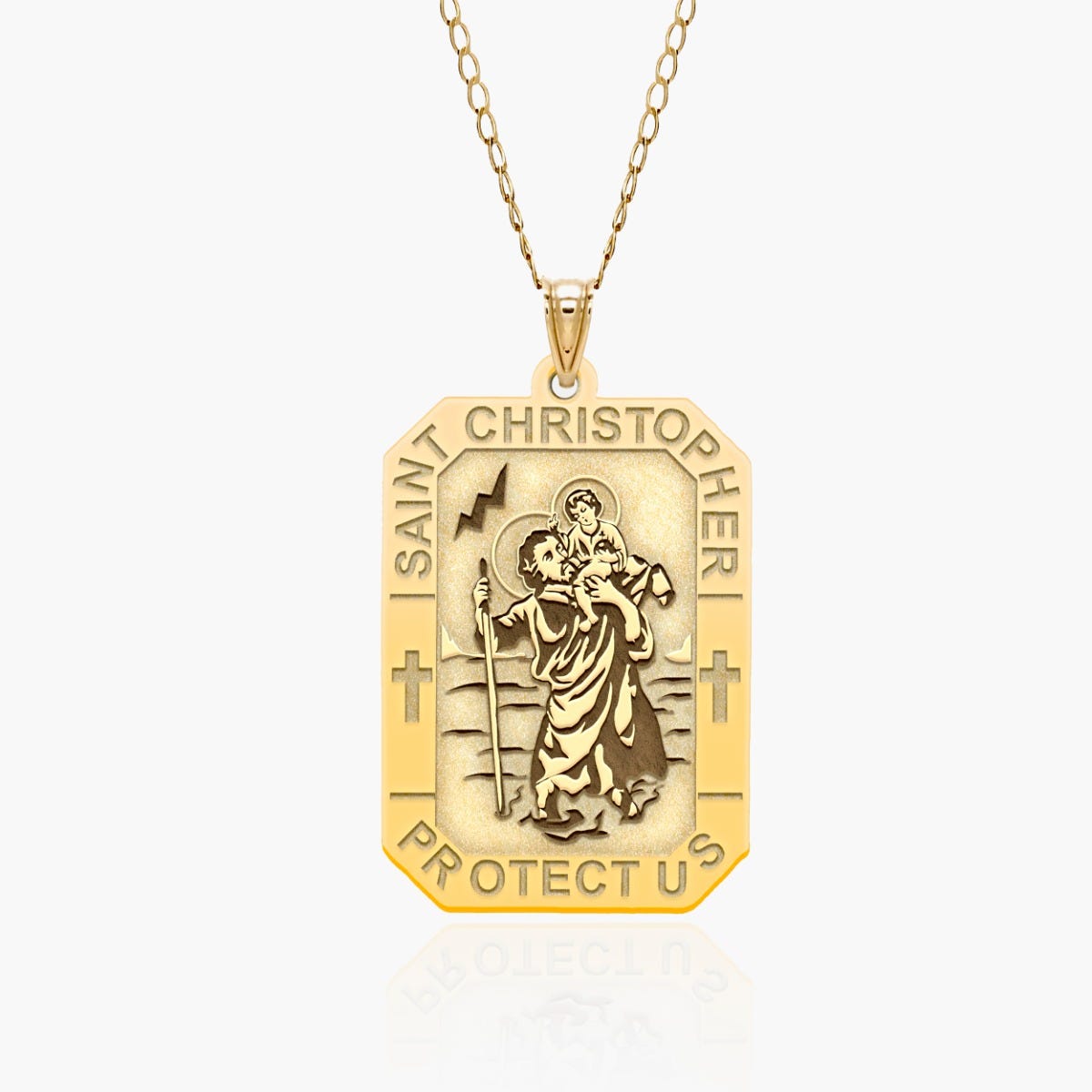 Saint Christopher Rectangular Tag Religious Medal "EXCLUSIVE"