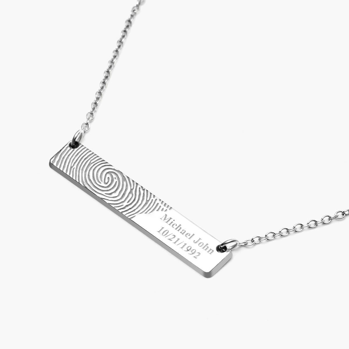 Custom Fingerprint Horizontal Bar Necklace