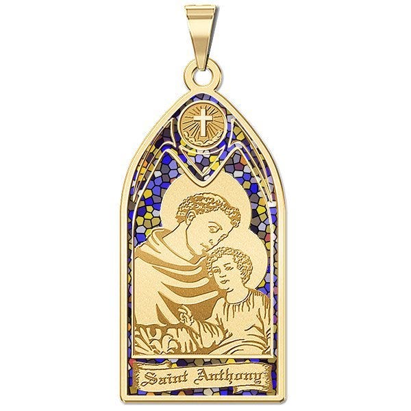 Saint Anthony - Stained Glass Religious Medal "EXCLUSIVE"
