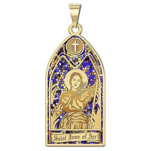 Saint Joan of Arc - Stained Glass Religious Medal