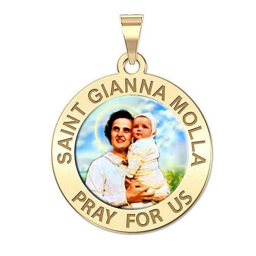 Saint Gianna Beretta Molla Round Color Religious Medal  "EXCLUSIVE"