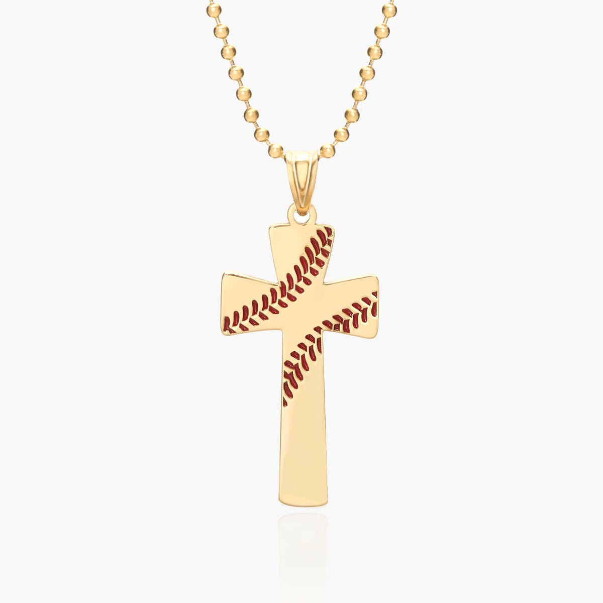 Baseball Stitch Enameled Cross Pendant w/ Number