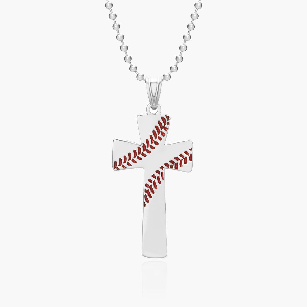 Baseball Stitch Enameled Cross Pendant w/ Number