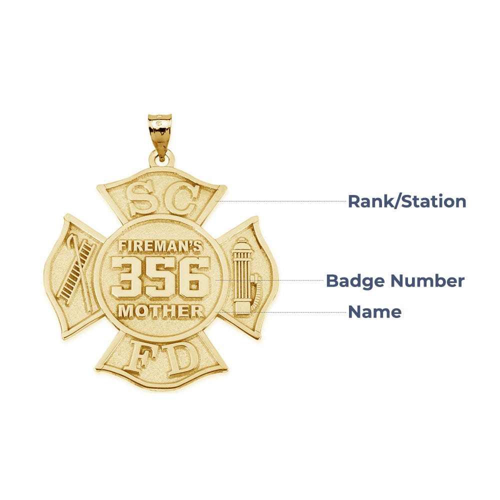 Family Member's Firefighter Badge w/ Your Number & Department Initals