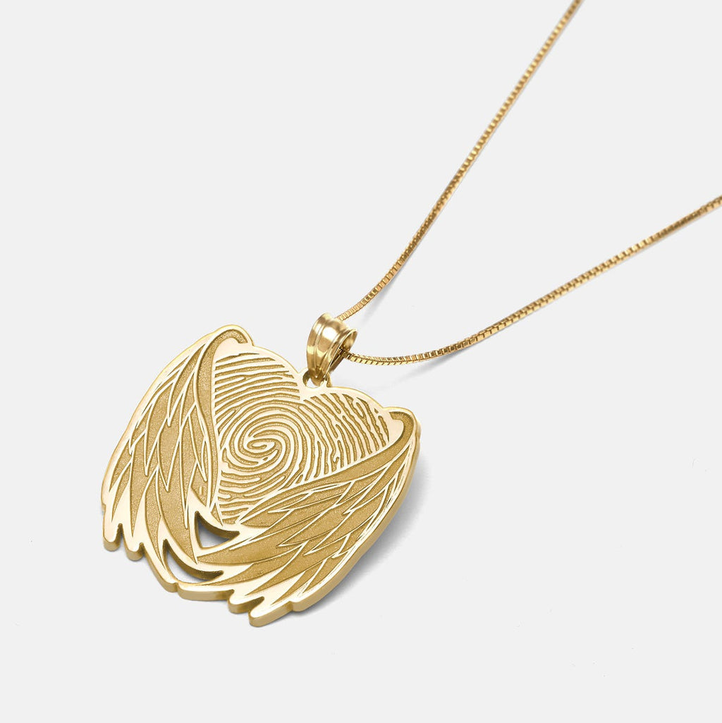 Custom Fingerprint Angel Wing Pendant
