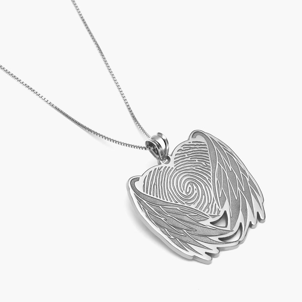Custom Fingerprint Angel Wing Pendant