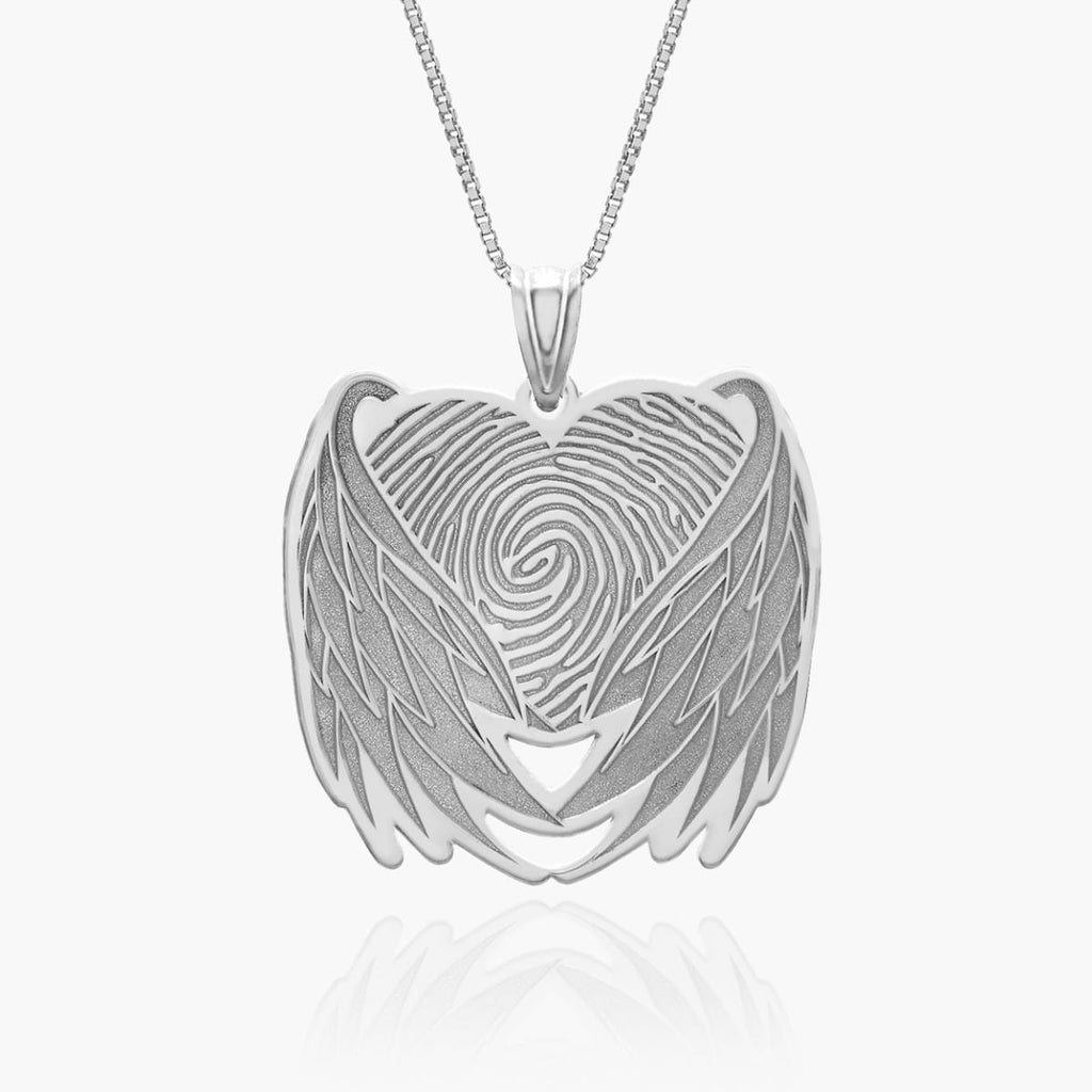 Custom Fingerprint Angel Wing Pendant