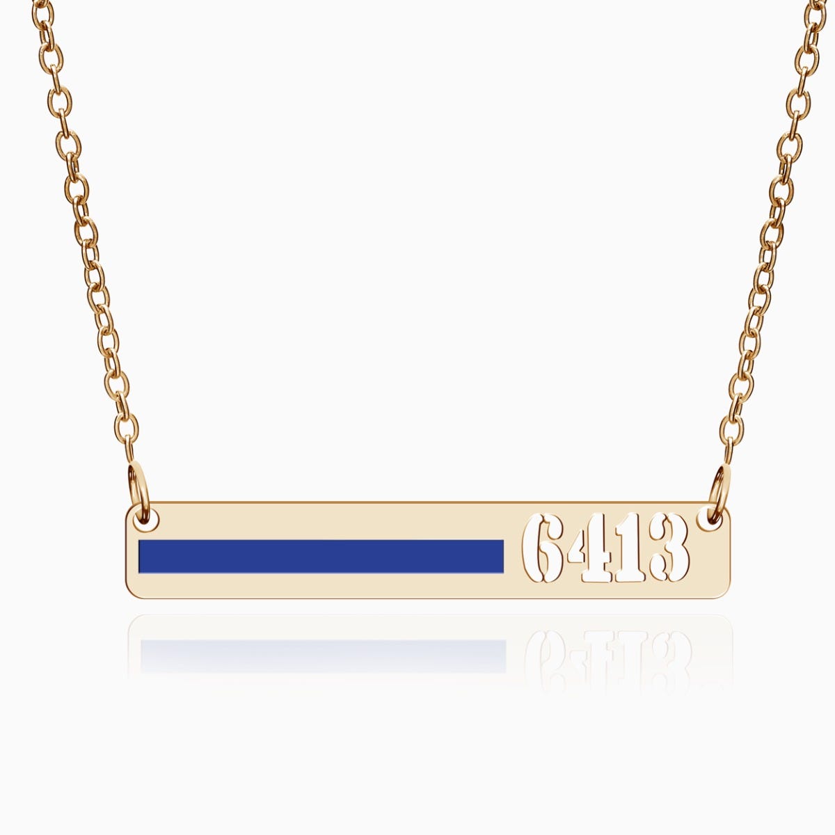Personalized Horizontal Thin Blue Line Police Necklace with 18" Chain