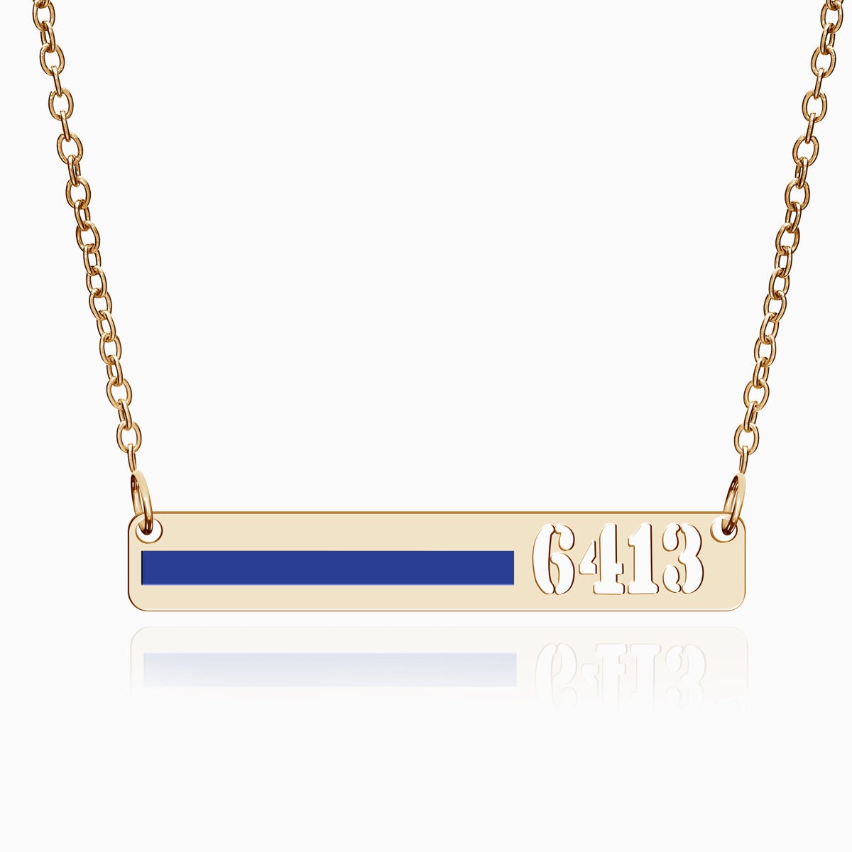 Personalized Horizontal Thin Blue Line Police Necklace with 18" Chain
