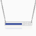 Personalized Horizontal Thin Blue Line Police Necklace with 18" Chain