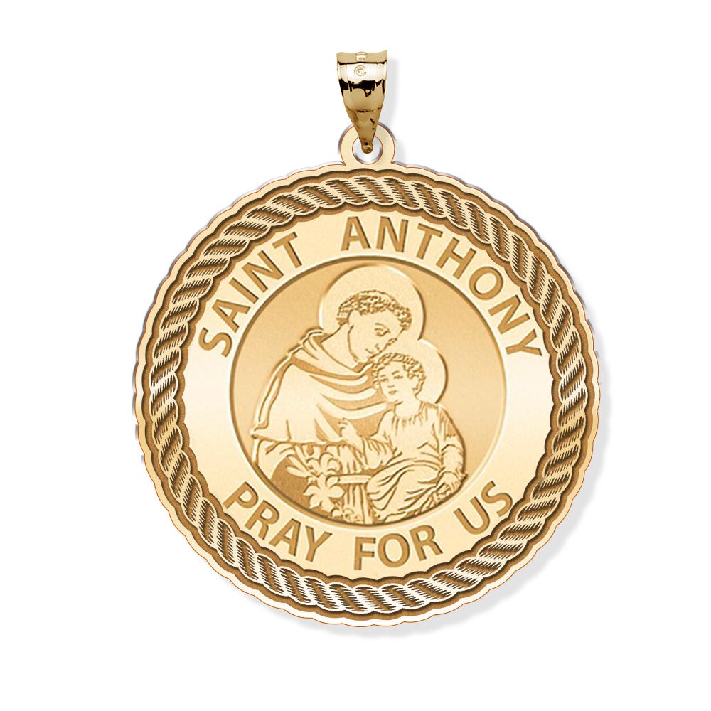 Saint Anthony Round Rope Border Religious Medal
