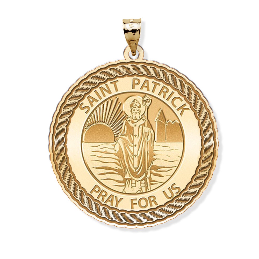 Saint Patrick Round Rope Border Religious Medal