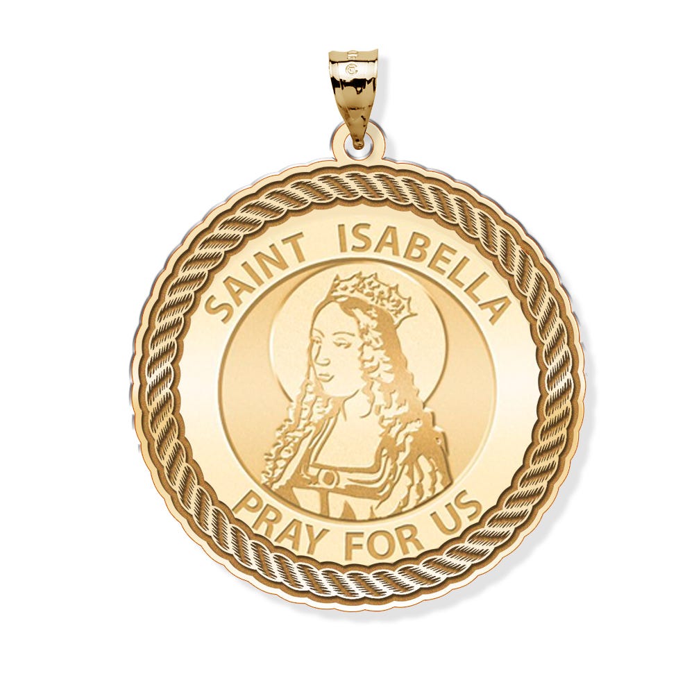 Saint Isabella Round Rope Border Religious Medal