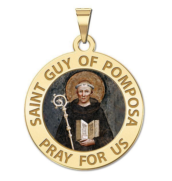 Saint Guy of Pomposa Round Religious Medal Color