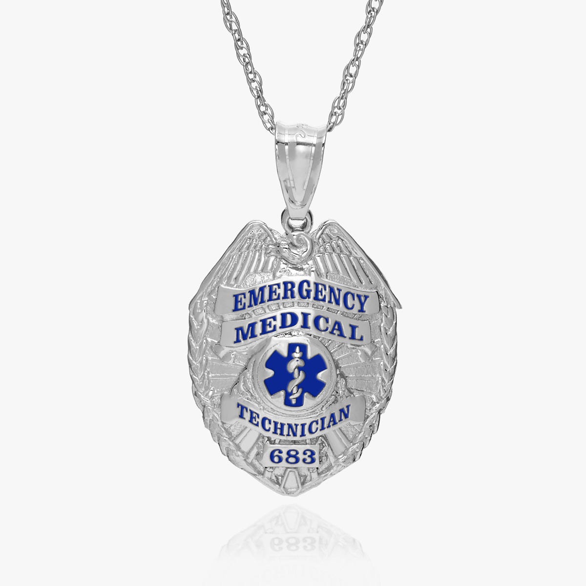 Personalized EMT Badge with Your Badge Number and Blue Enamel