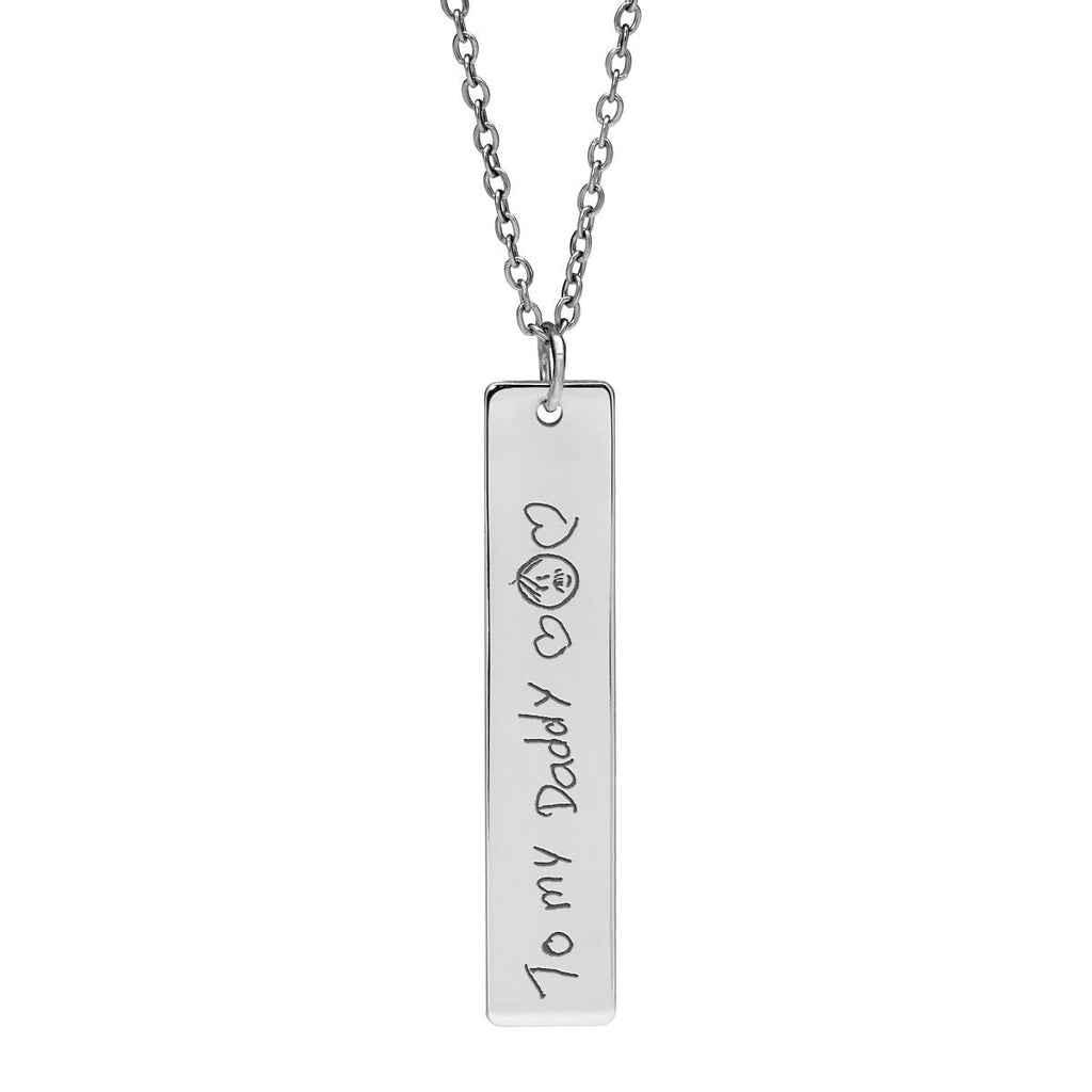 Personalized Handwriting Vertical Bar with 18" Chain
