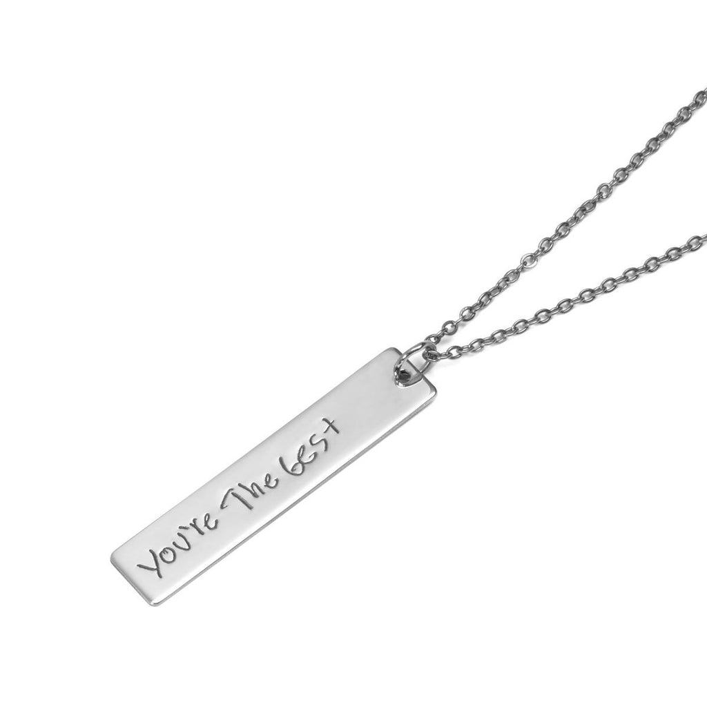Personalized Handwriting Vertical Bar with 18" Chain